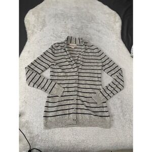 Banana Republic Womens Gray Button‎ Cardigan Sweater Striped XS Wool Cashmere